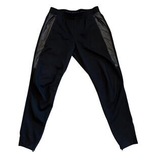 Under Armour Swacket Track Pants Men Large Black Fitted Jogger Zip Ankles Cuffed